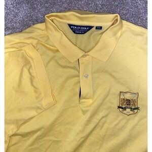Polo Ralph Lauren Polo Golf Shirt Men‎ New York 1967 Crest Logo 2XL Yellow